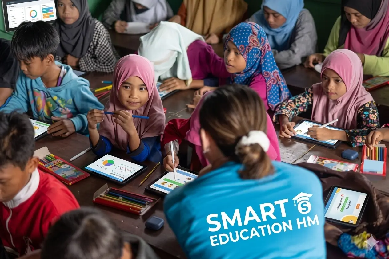 Poor students receiving education through Smart Education